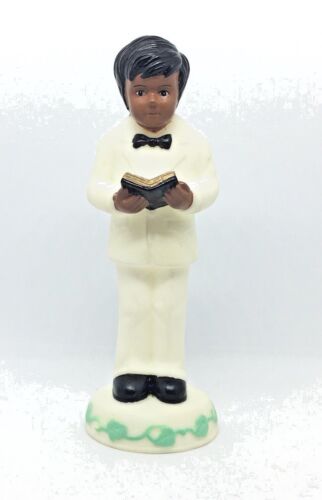 First Communion Boy Black Cake Topper Gift Keepsake Vintage