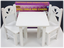 18/" White Real Wood Toys 18 Inch Doll Furniture Wooden Table and Chairs Set