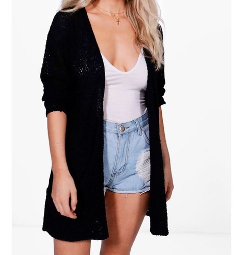 New Womens Ladies Loose knit boyfriend style lounge//slouch cardigan Sizes 8-14