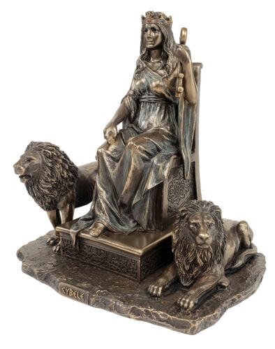 Cybele Rhea Roman Greek Mythology Mother of Gods Statue W/ Lions Bronze Finish 