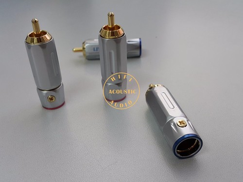 4Pc LT082 USA Copper Gold Plated RCA Connector Plug HIFI Audio Phono connector