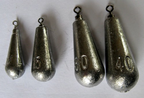 Grundblei mit Wirbel Tropfenform 10-40g Inhalt 3 Stück