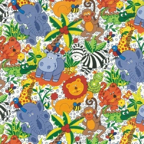 Fat Quarter Jungle Jive Animals Scatter Cotton Quilting Fabric Nutex 88820 102