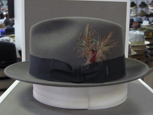 STETSON SAXON CARIBOU FUR FELT FEDORA DRESS HAT