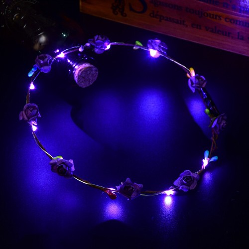 Garlands Crown Wreath Head-wear LED Light Up Hair Accessories Wedding Party QY