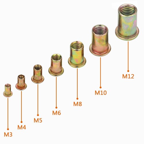 Metric Rivet Nut Kit Carbon Steel Flat Head Threaded Insert Nut Assorted 175 PCS