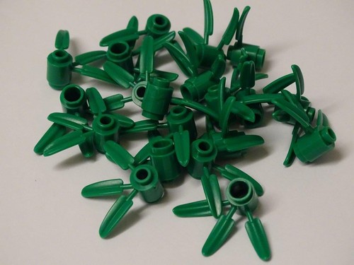 Lego 20 Pieces 1x1 Green Brick With 3 Bamboo Leaves 30176 Jungle//Star Wars