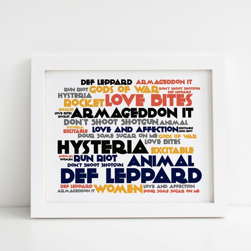 Framed Original Art Album Print Lyrics Gift Hysteria Def Leppard Poster