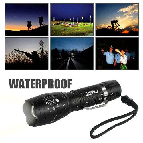 T6 Flashlight Torch LED Tactical 5000LM LED Focus Military 2*18650+Charger+Case
