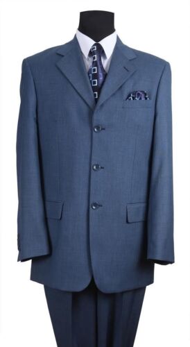 Blue Men/'s Classic Wool Feel Three Button Suit Style 5802M Black