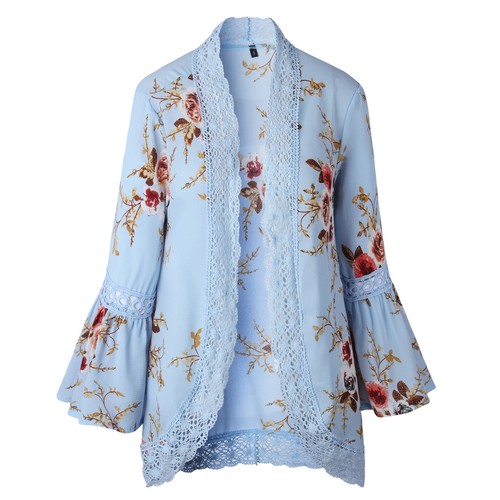 Outwear Women Long Sleeve Coat Cardigan Loose Jacket Lace Tops Blouse Top