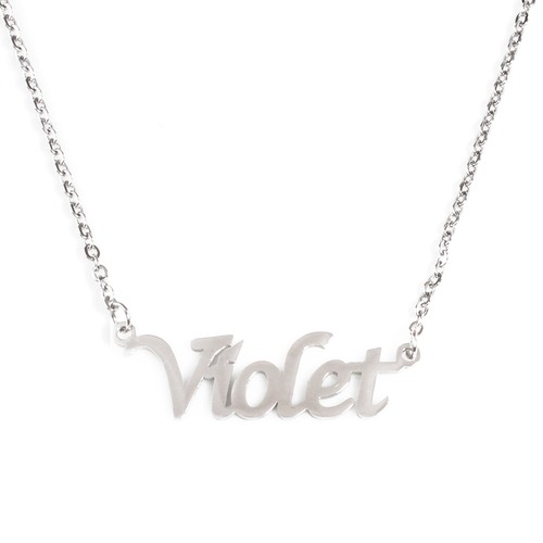 VIOLET Name Necklace Silver TonePendant AppreciationFree Gift Box /& Bag
