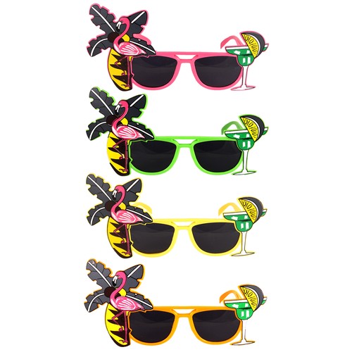 Hawaiian Tropical Floral /& Flamingo CockTail Novelty Sunglasses Fancy Dress