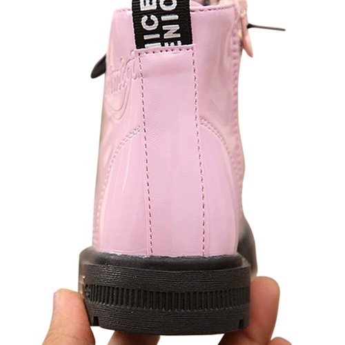 Children Toddler Lace Up Ankle Boots Boys Girls Grid Lined Winter Flat Shoes UK