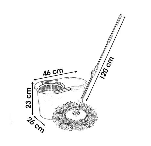 360° Spin Mop /& Bucket Set Microfibre Rotating With 1 Dry Mop Head Floor Cleaner