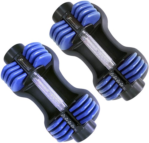 Strongology Adjustable Smart Dumbbells Pair from 2kg to 11kg Training Weights