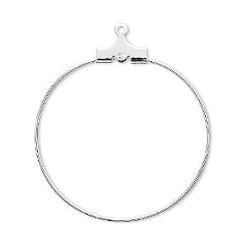 100 Silver Plated Brass 30mm Round Beading Hoops with Loop /& Hole