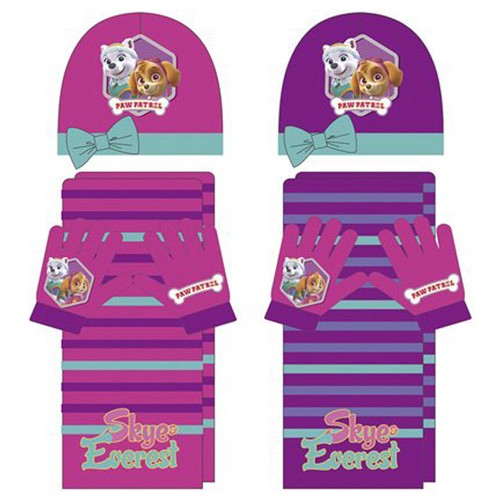 Small Pink Paw Patrol S// Purple Paw Patrol Skye Girls/' Scarf Hat and Glove Set