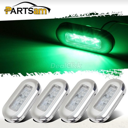 4 Pcs 3/" Green Marine Boat LED Oblong Courtesy Lights Stair Deck Garden Lighting