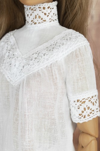 ELENPRIV white short sleeved batiste blouse w//lace Fashion Royalty FR:16 dolls