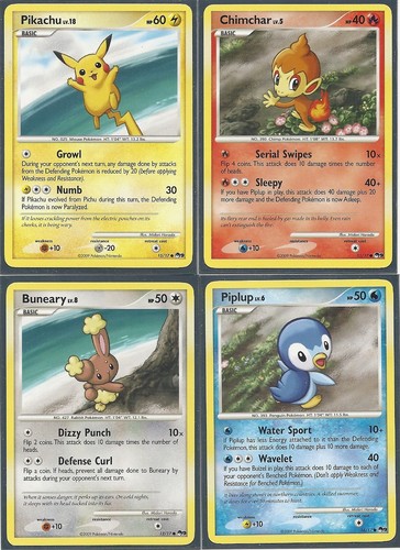 Pokemon 4x POP PROMO S 9 Pikachu 15//17 Chimchar 13//17 Buneary 12//17 Piplup 16//17
