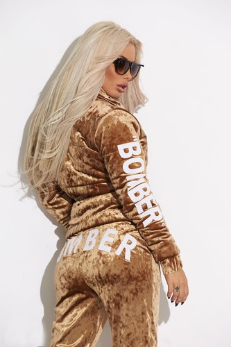 Jogginghose gefüttert Freizeitanzug Bomber XS-M By Alina Samt 2-Teiler Jacke