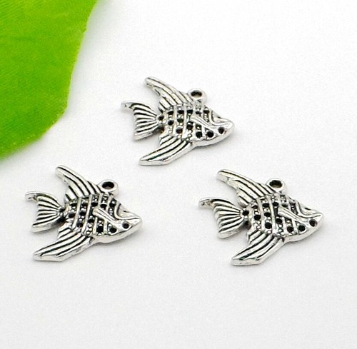 Free Ship 50PCS Tibetan Silver Fish Charms Pendant For Bracelet 19x21mm