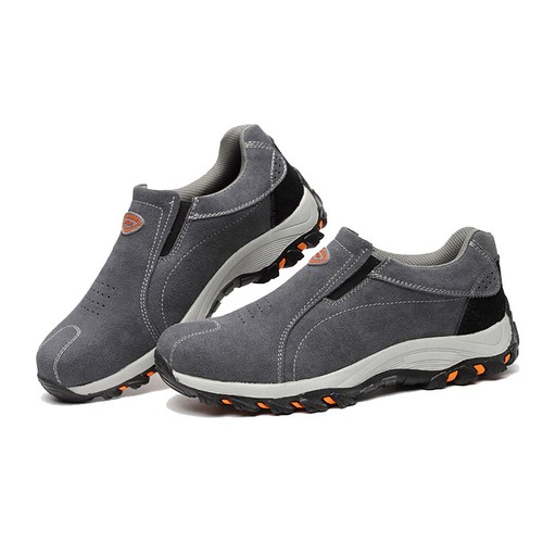 Mens Work Safety Shoes Suede Leather Proof Puncture Steel Toe Cap Casual Shoes