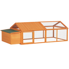 PawHut Wooden Chicken Run with Nesting Box, Openable Roof for 4-8 Chickens Ducks