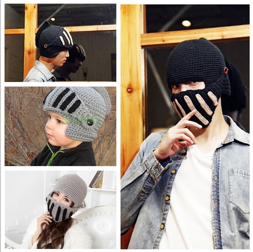 New Winter Warm Crochet Knit Black Ski Beanie Wool Roman Knight Hat Cap CB