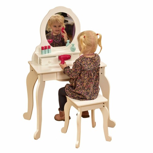 Wooden White Children/'s Dressing Table And Stool Nursery//Home//Gift