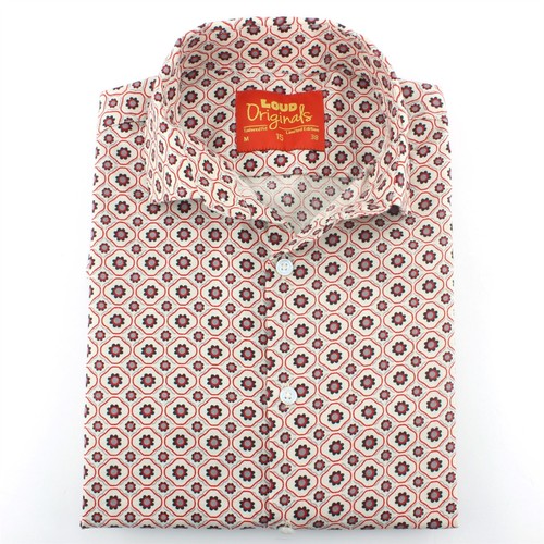 Mens Shirt Loud Originals TAILORED FIT Tile White Retro Psychedelic Fancy