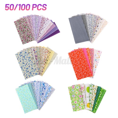 50//100Pcs Square Floral Cotton Fabric Patchwork Quilting Cloth DIY Sewing Craft