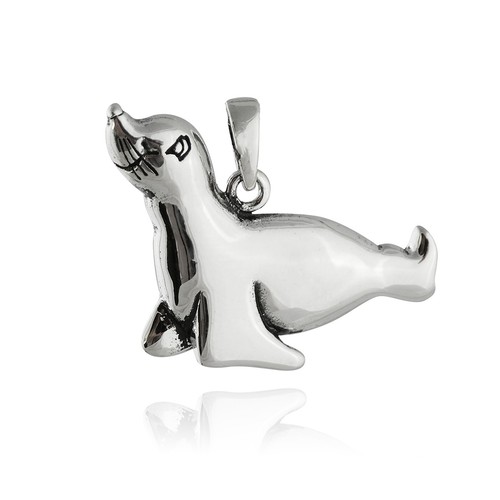 925 Sterling Silver Whimsical Marine Life Ocean Sea Lion Seal Pendant