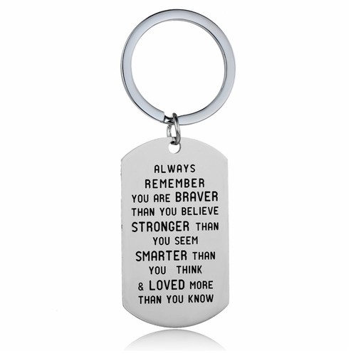 Gift Dad Mom Daughter Brother Son Dog Tag Message Quote Necklace Pendant Family