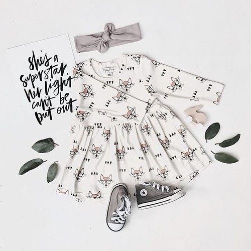 Toddler Baby Girls Dress Princess Glasses Fox Casual Party Dresses Clothes US
