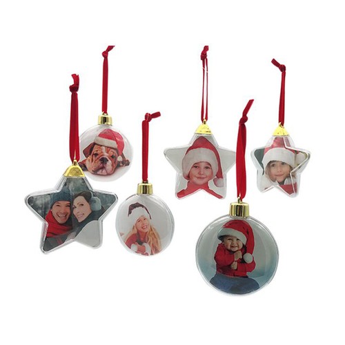 Christmas Tree Round Star Ornament Photo Frame Gift Family Memory Decor Vintage