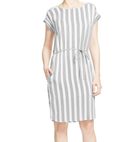 M /& s autograph femme bleu /& blanc à rayures tissé shift dress
