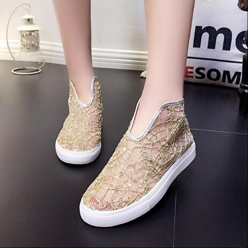 Womens Flat Casual Mesh Breathable Boat Shoes Lace Loafers Korean Sweet Fashion
