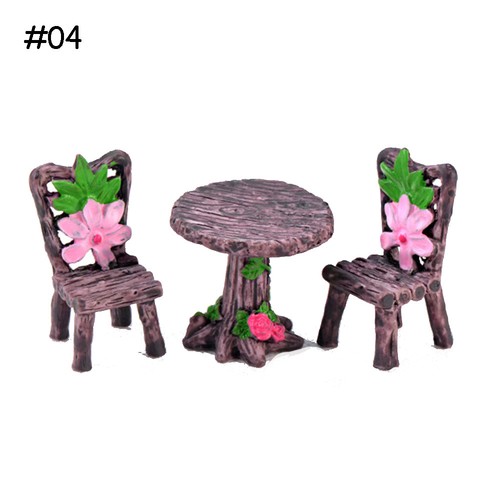 3pcs//Set Mini Miniature Table Chairs Fairy Garden Landscape Ornaments Decor