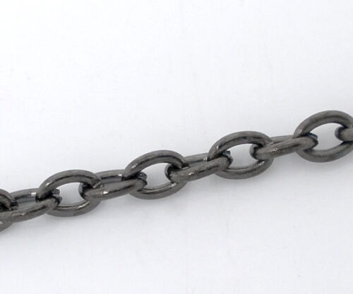 2m Chaine maille Forçat chainette Gunmetal 3 x 2mm petit maillon creation bijoux