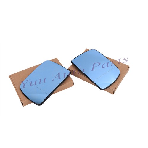 2X Blue Wide Angle Sight Rearview Heated Mirror Glass For BMW X5 E53 2000-2006