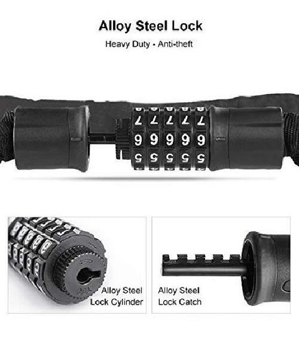 OUTFANDIA Cable Bike Lock Combination No Key Heavy Duty Extra Long 3.2ft Ste