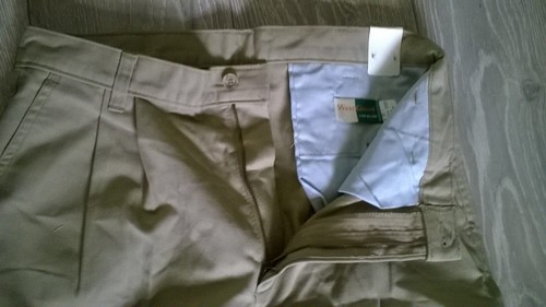 Mens stone hardwearing tough work trousers Waist 38/" Wearguard Pleated NEW LONG