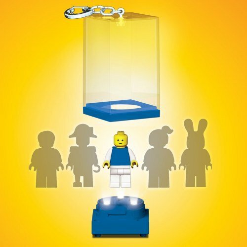 LED Lighted Minifigure Keychain Display Case LEGO Blue