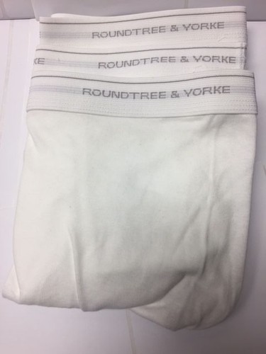 Roundtree /& Yorke 3 Pair Mens White Briefs Size 34