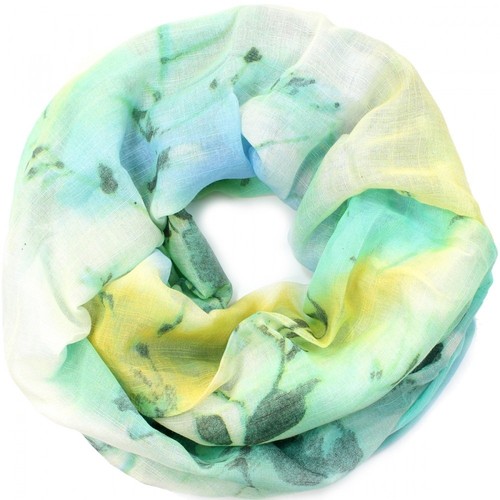 Plus facilement Loop écharpe écharpe Passants avec des fleurs Print lin au batikstil Flower