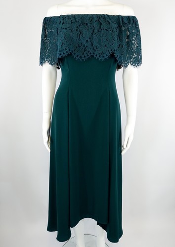 New Ex Coast Oriel Lace Bardot Dress Forest Green Chic Was £119 Now £29 Save £90