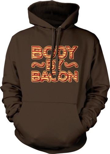 Body By Bacon Meat Candy Paleo Breakfast Food Barbecue BBQ Hoodie Pullover