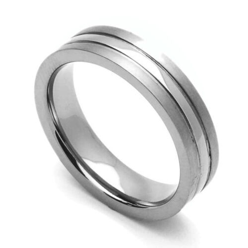Men Women 5MM Comfort Fit Titanium Wedding Band High Polish Center Grooved Ring